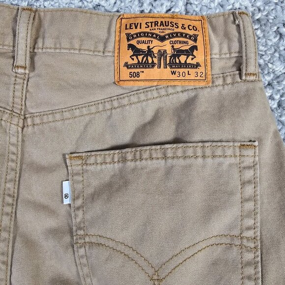 Levi’s 508 Slim Straight Chino Pants Mens 30x32 (Fits 30x30) Tan Minimal Street - Picture 9 of 14